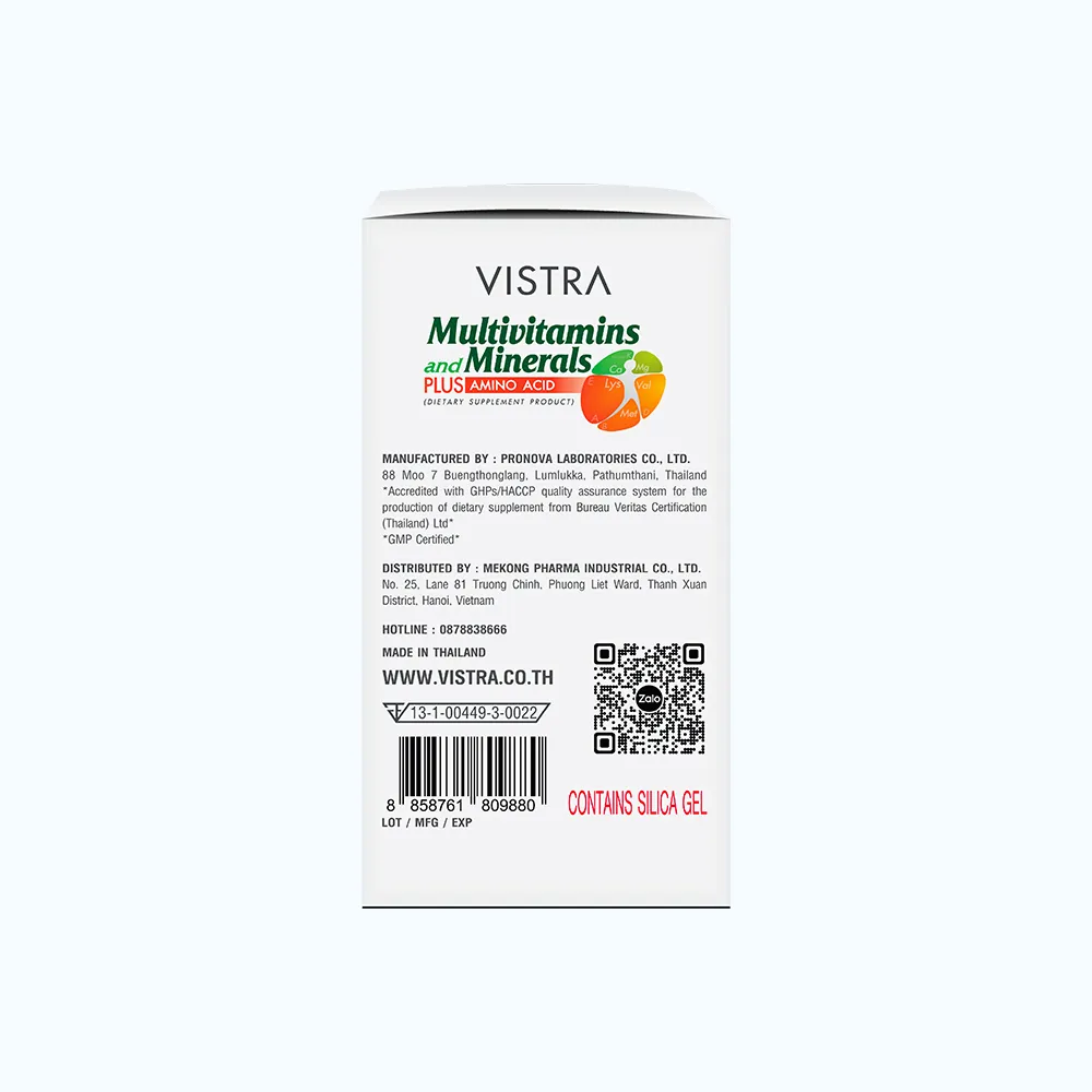 Thực phẩm bảo vệ sức khỏe Vistra Multivitamins và Minerals Plus Amino Acid Hộp 30 Viên 4