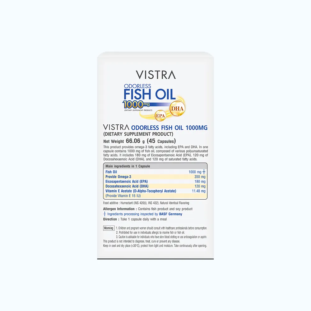 Thực phẩm bảo vệ sức khỏe Vistra Odorless Fish Oil 1000mg (Hộp 45 Viên) 5