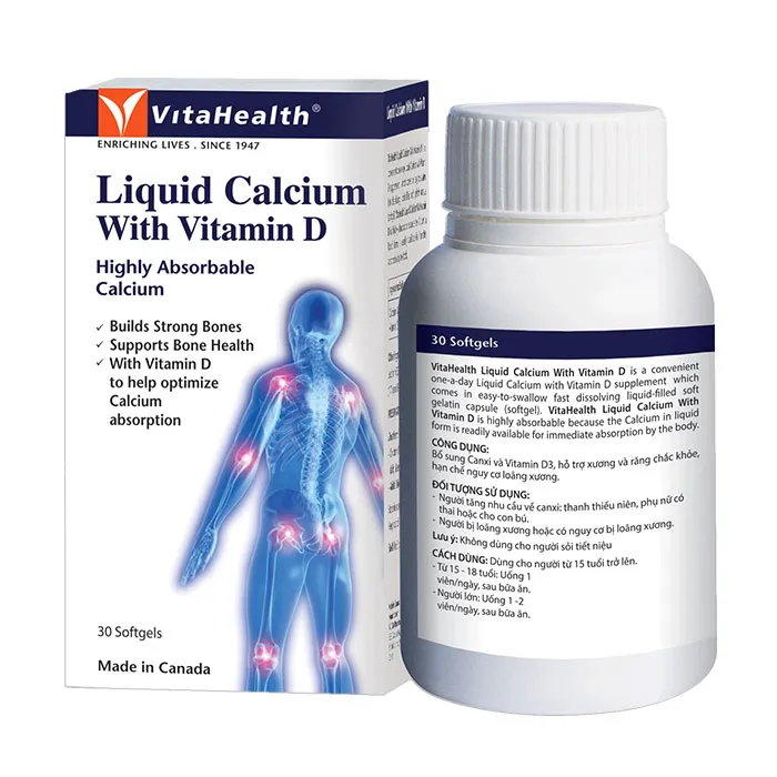 Thực phẩm bảo vệ sức khỏe VitaHealth Liquid Calcium & D3 (30 Viên) 2