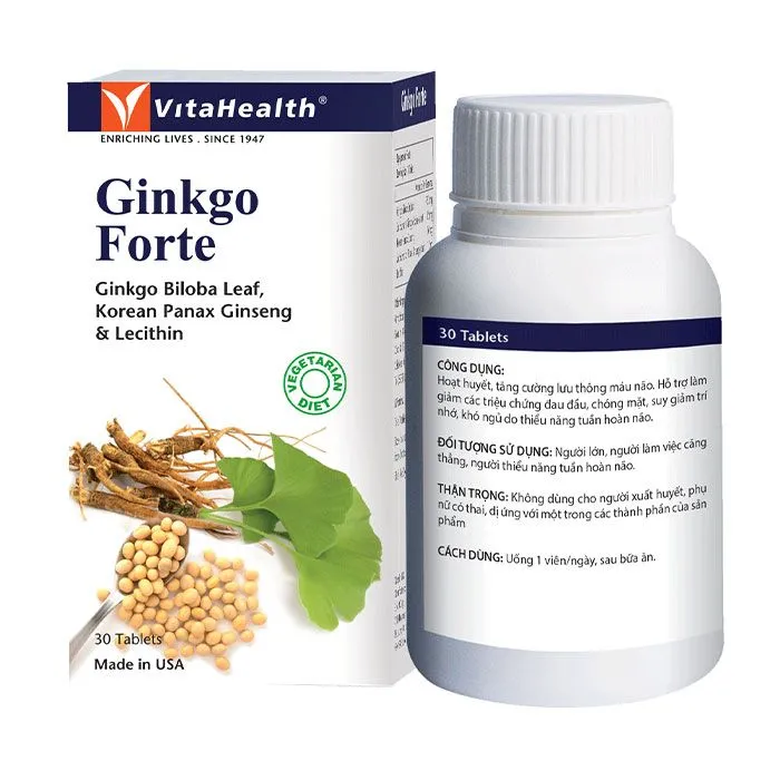 Thực phẩm bảo vệ sức khỏe VitaHealth Ginkgo Forte hỗ trợ hoạt huyết, dưỡng não (30 viên) 3