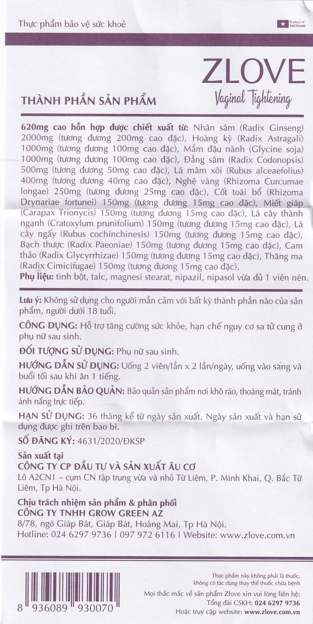 Thực phẩm bảo vệ sức khỏe Zlove (50 viên) 5