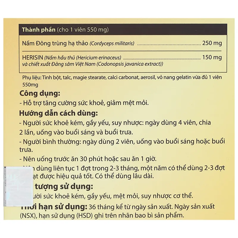 Thực phẩm bảo vệ sức khoẻ: Đông trùng hạ thảo Thái Minh 12
