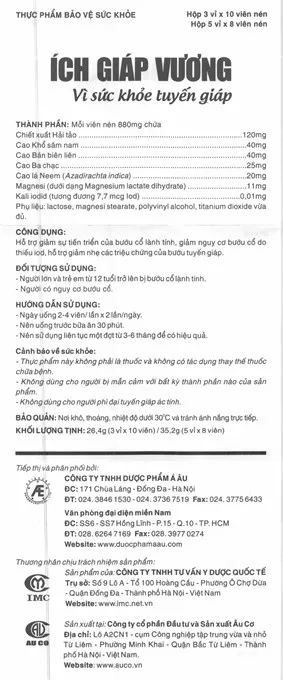 Thực phẩm bảo vệ sức khỏe IMC Ích Giáp Vương (Hộp 30 viên) hỗ trợ tuyến giáp 11