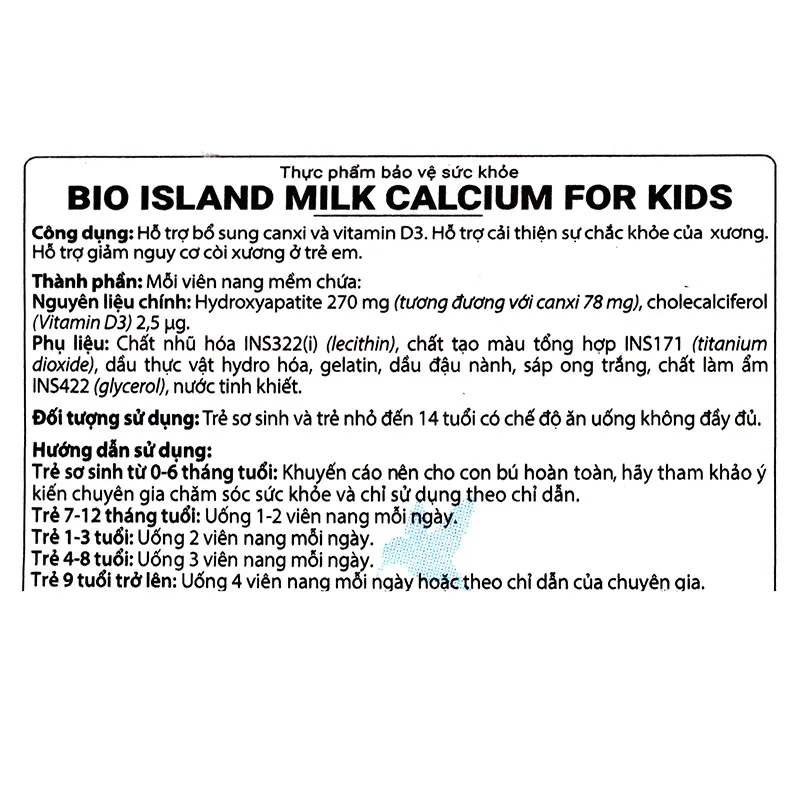 Thực phẩm bảo vệ sức khoẻ: Bio Island Milk Calcium For Kids 8