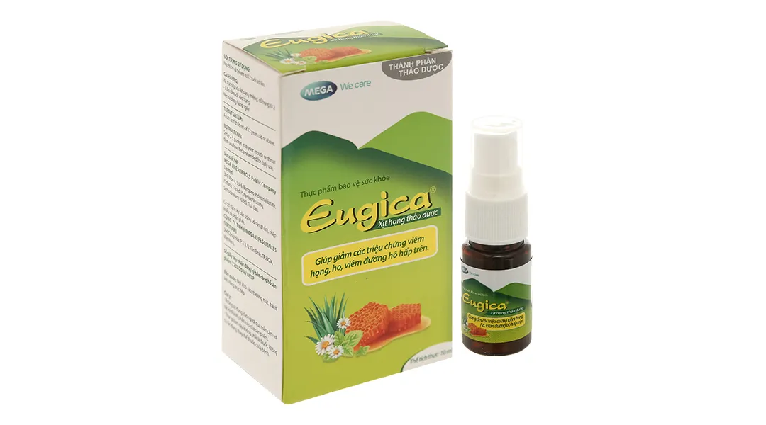 CHAI XỊT HỌNG THẢO DƯỢC GIÚP GIẢM HO EUGICA MEGA 10ML 2