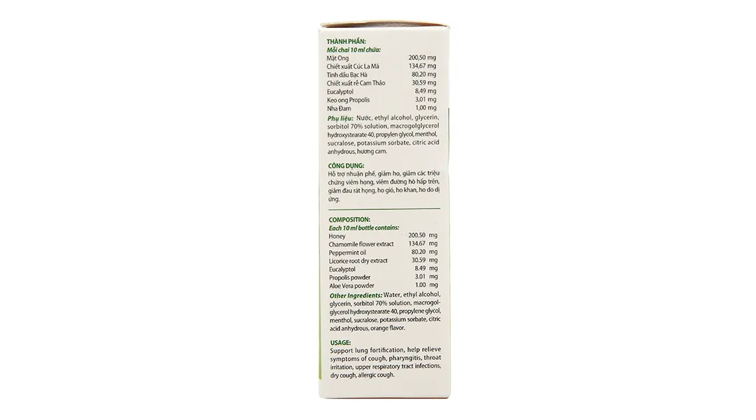 CHAI XỊT HỌNG THẢO DƯỢC GIÚP GIẢM HO EUGICA MEGA 10ML 4