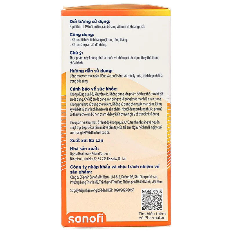 PHARMATON VITALITY SANOFI 5X10 6