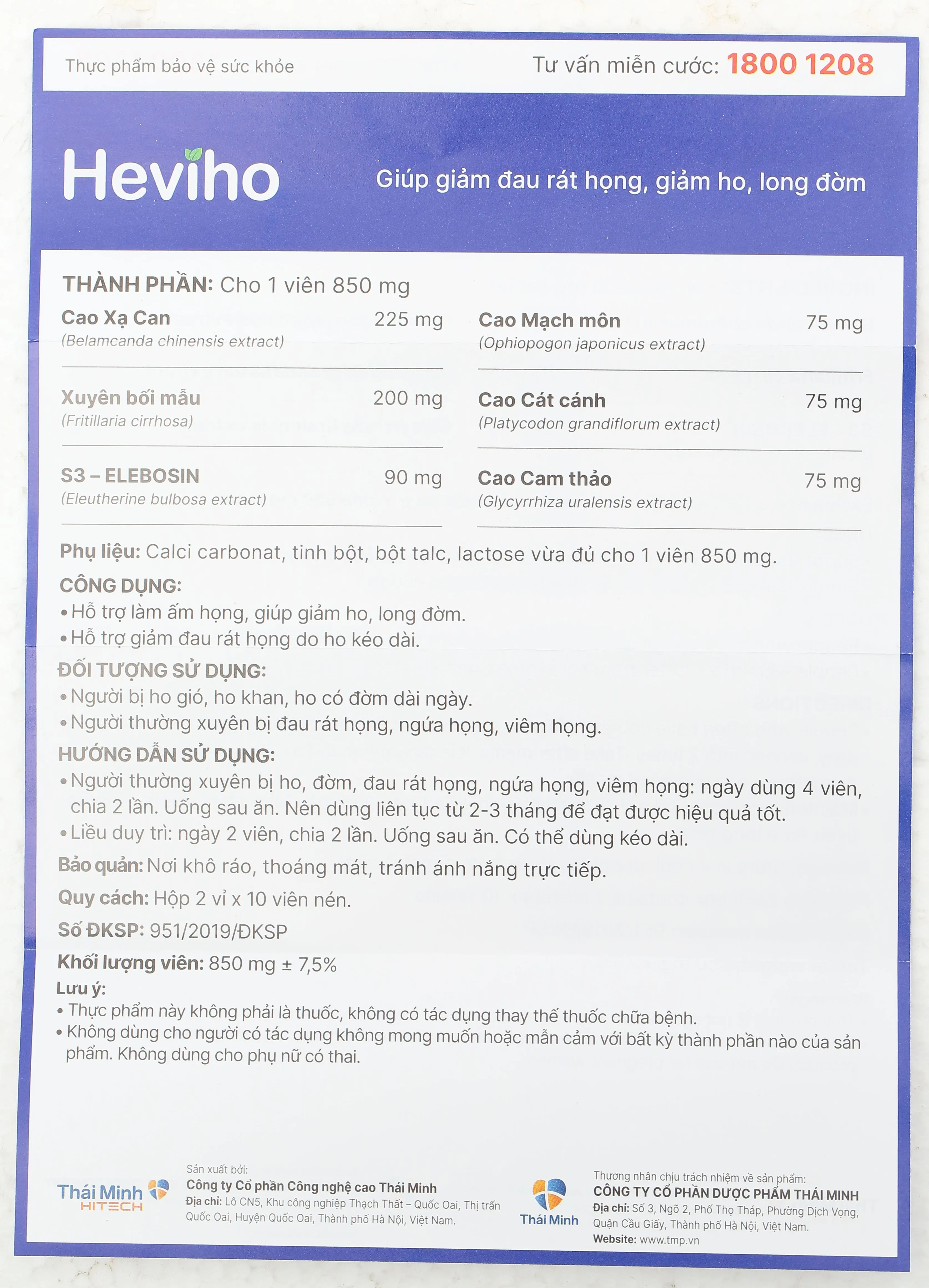 SIRO GIẢM HO HEVIHO THÁI MINH 100ML 31