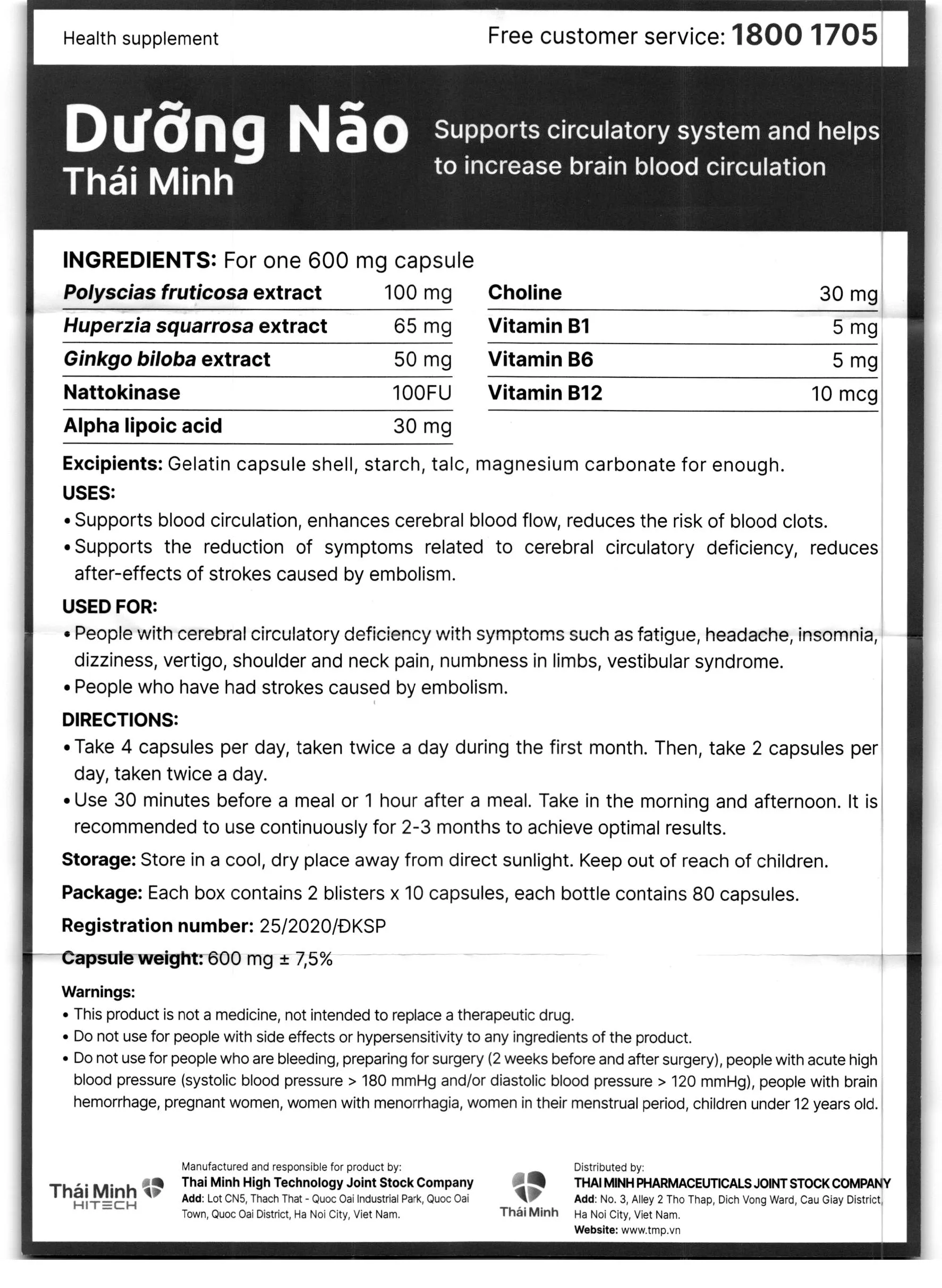Thực phẩm bảo vệ sức khoẻ Dưỡng Não Thái Minh (2 vỉ x 10 viên) 27
