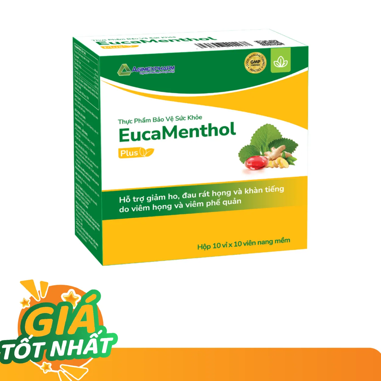 Thực phẩm bảo vệ sức khoẻ Eucamenthol Plus hỗ trợ giảm ho, đau rát họng (Hộp 100 viên)