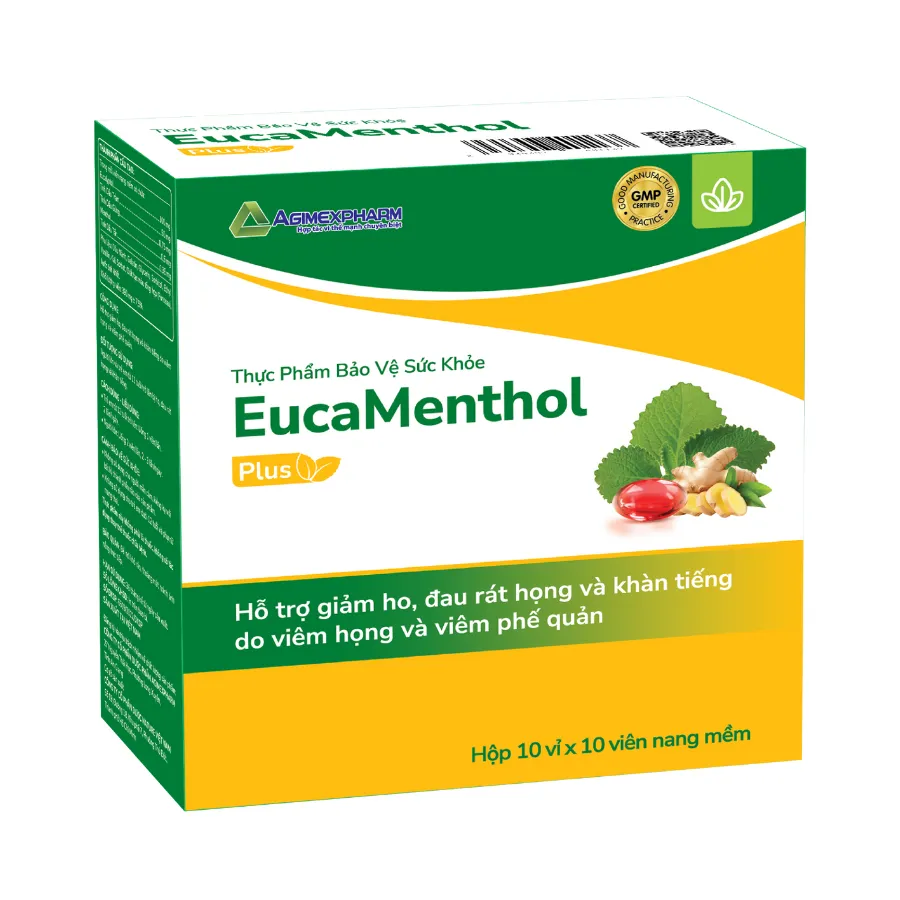 Thực phẩm bảo vệ sức khoẻ Eucamenthol Plus hỗ trợ giảm ho, đau rát họng (Hộp 100 viên) 2