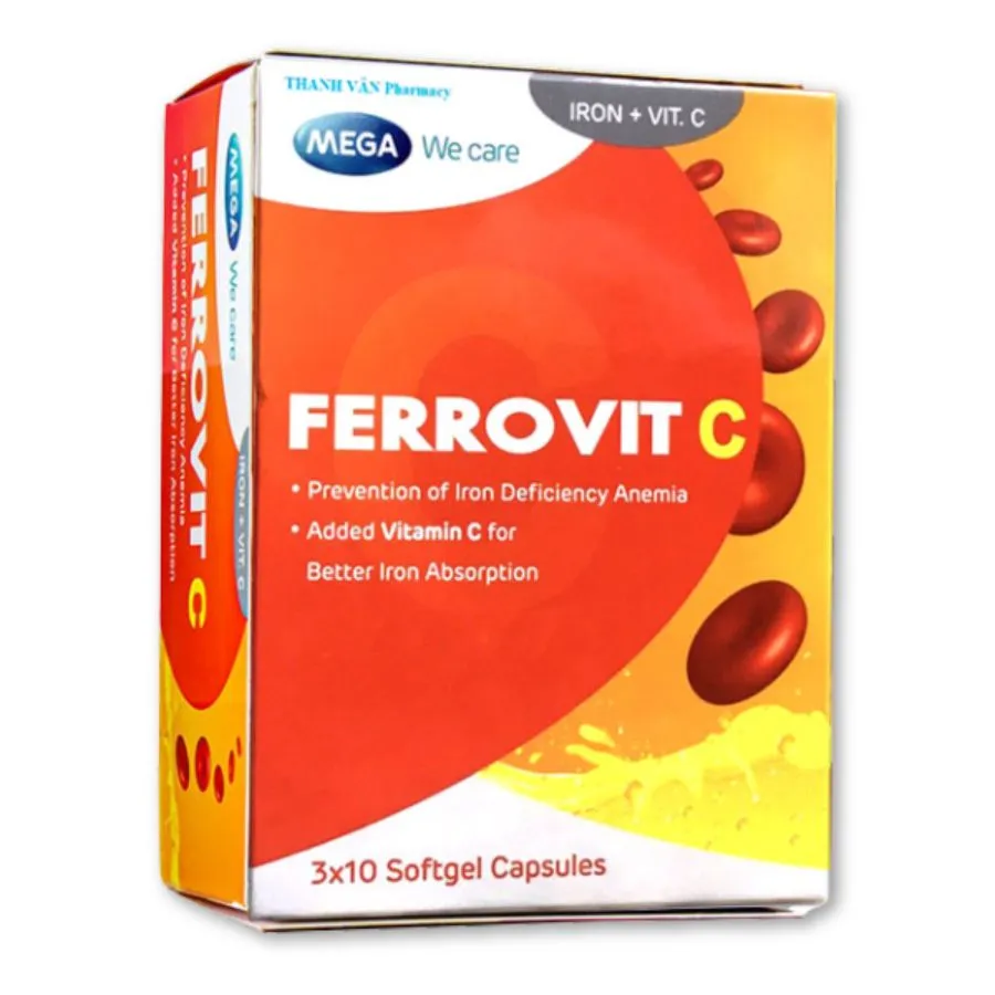 VIÊN UỐNG HỖ TRỢ GIẢM NGUY CƠ THIẾU MÁU DO THIẾU SẮT FERROVIT C MEGA 3X10