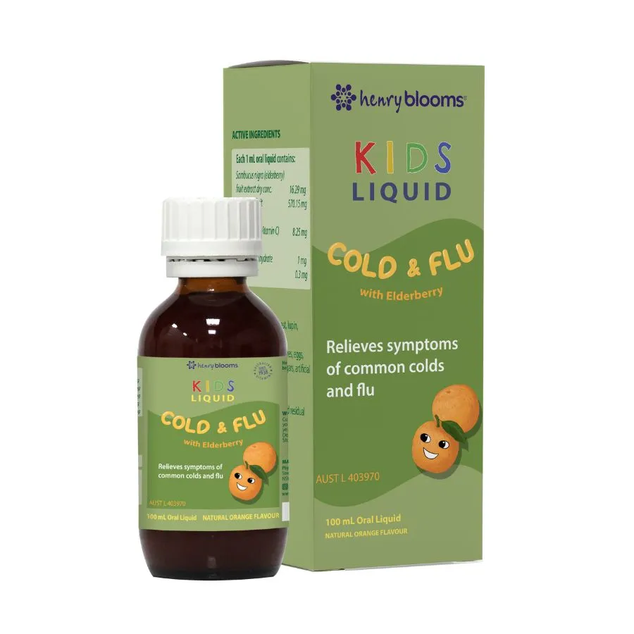 Thực phẩm bảo vệ sức khoẻ Henry Blooms Kids Liquid Cold and Flu with Elderberry (100ml)