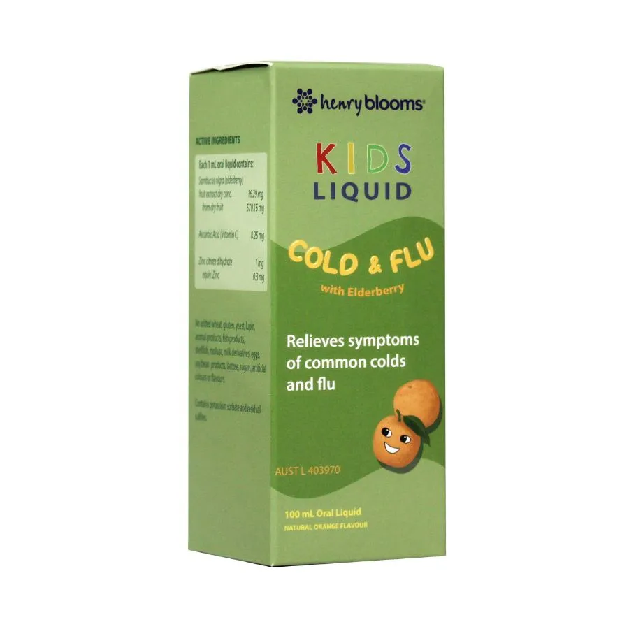 Thực phẩm bảo vệ sức khoẻ Henry Blooms Kids Liquid Cold and Flu with Elderberry (100ml) 3