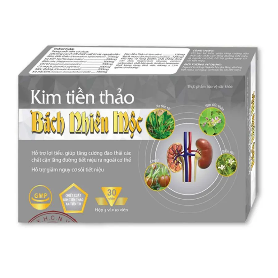 Thực phẩm bảo vệ sức khoẻ Kim Tiền Thảo Bách Nhiên Mộc hỗ trợ lợi tiểu, giảm nguy cơ sỏi tiết niệu (Hộp 60 viên)