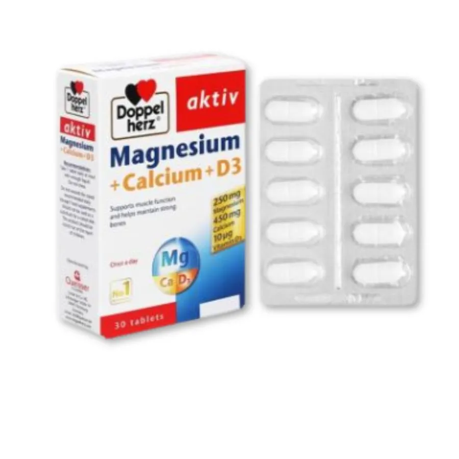 Thực phẩm bảo vệ sức khoẻ Magnesium + Calcium + D3 Doppelherz Aktiv hỗ trợ xương chắc khỏe, bổ sung vitamin D3, canxi và magie (Hộp 30 viên) 2
