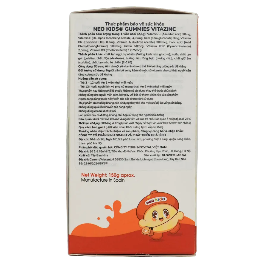 Thực phẩm bảo vệ sức khoẻ NEO KIDS® GUMMIES VITAZINC - Hỗ trợ tăng cường sức đề kháng (60 viên) 3