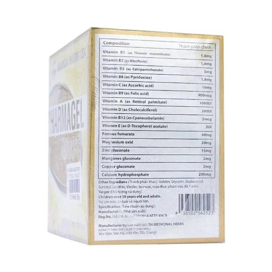 Thực phẩm bảo vệ sức khoẻ PHARMAGEL FORT H/100V 3