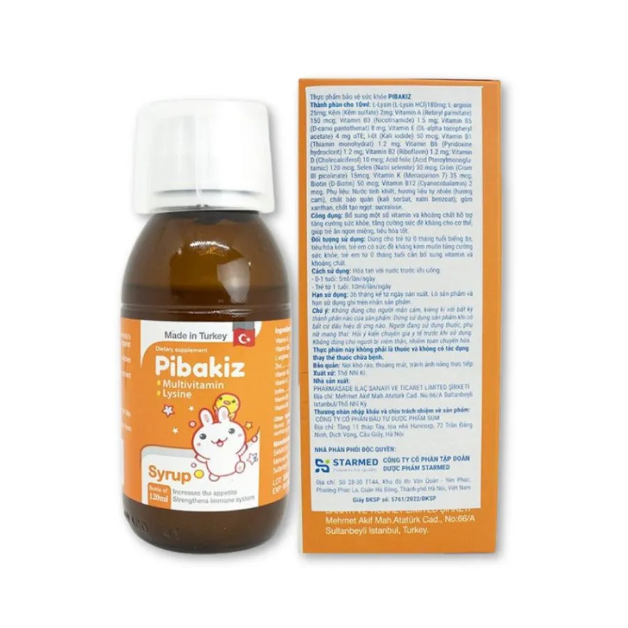 Thực phẩm bảo vệ sức khoẻ Pibakiz bổ sung vitamin và khoáng chất cho trẻ (Chai 120ml) 2