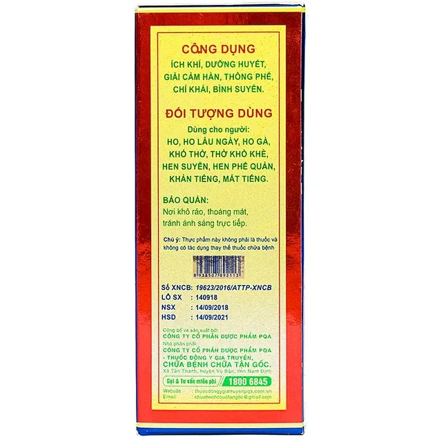 Thực phẩm bảo vệ sức khoẻ Siro PQA - Dùng cho người Ho hen (125ml) 4