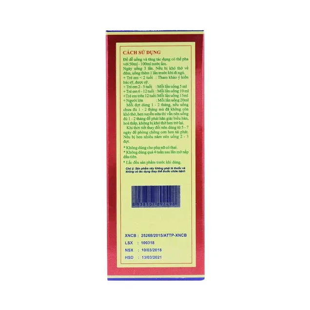 Thực phẩm bảo vệ sức khoẻ Siro PQA (Dùng cho người hen suyễn) 5