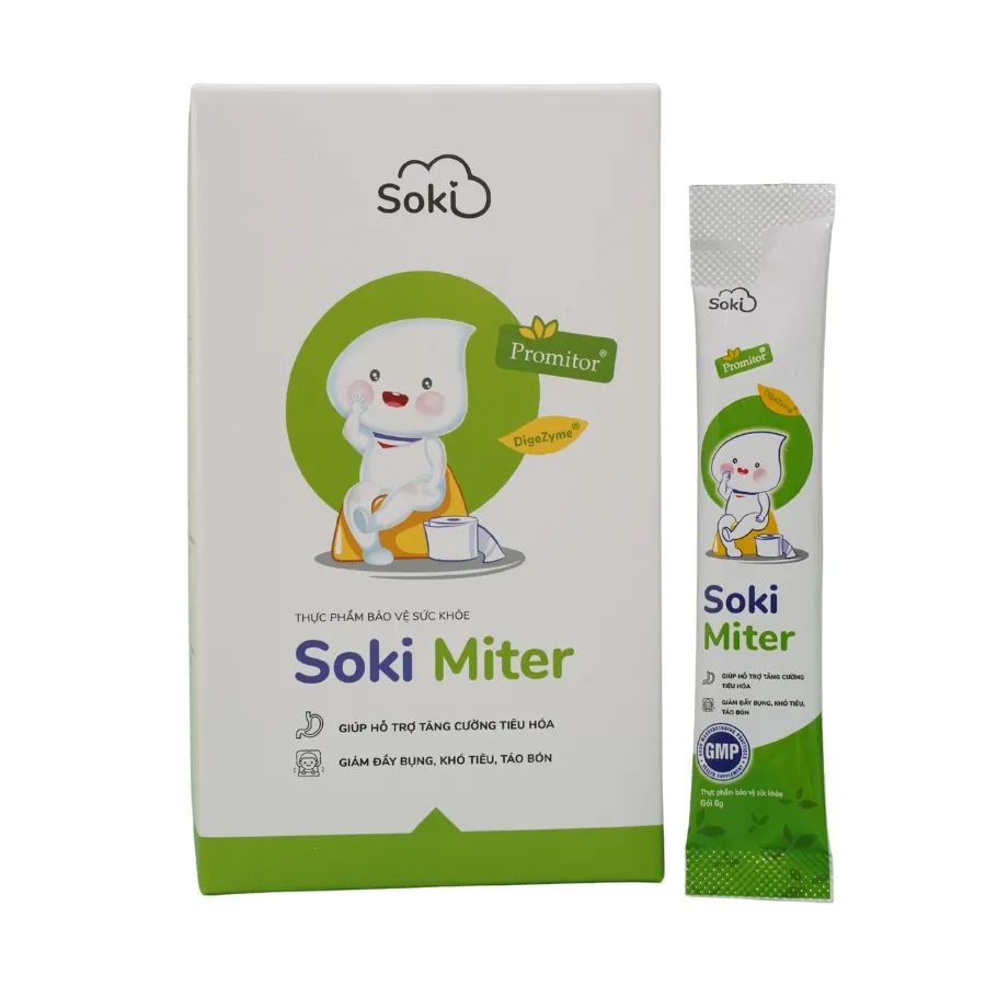 Thực phẩm bảo vệ sức khoẻ Soki Miter tăng cường tiêu hóa, giảm đầy bụng, khó tiêu (Hộp 20 gói x 6g)