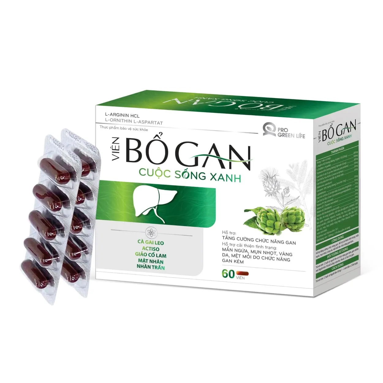 Thực phẩm bảo vệ sức khoẻ Viên Bổ Gan Cuộc Sống Xanh hỗ trợ tăng cường chức năng gan (60 viên)