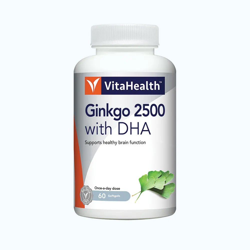 Thực phẩm bảo vệ sức khoẻ VitaHealth Ginkgo 2500 with DHA hỗ trợ tăng cường lưu thông máu não (Hộp 60 viên) 3
