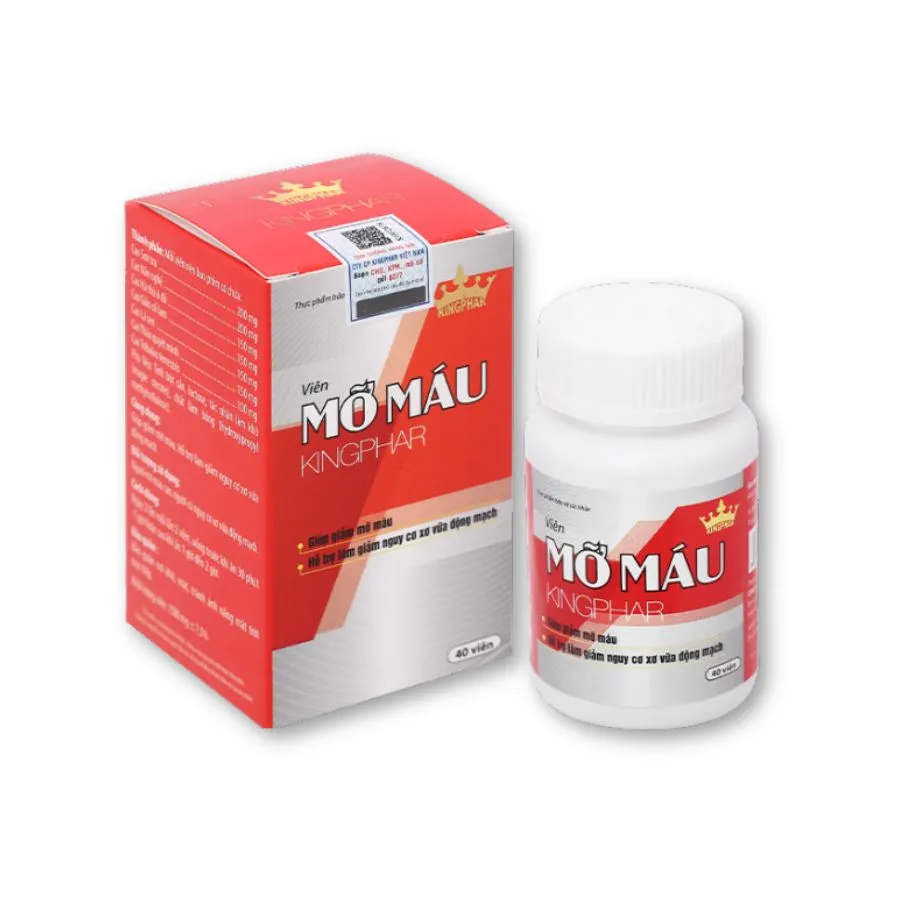 Thực phẩm hỗ trợ sức khoẻ Viên mỡ máu Kingphar giúp giảm mỡ máu, phòng xơ vữa động mạch (Hộp 40 viên) 2
