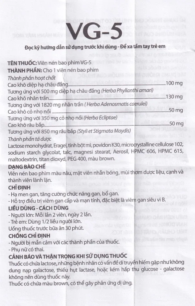 Thuốc VG-5 hỗ trợ viêm gan (40 viên) 7
