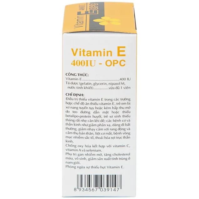 Thuốc Vitamin E 400IU OPC hỗ trợ thiếu Vitamin E (4 vỉ x 10 viên) 4
