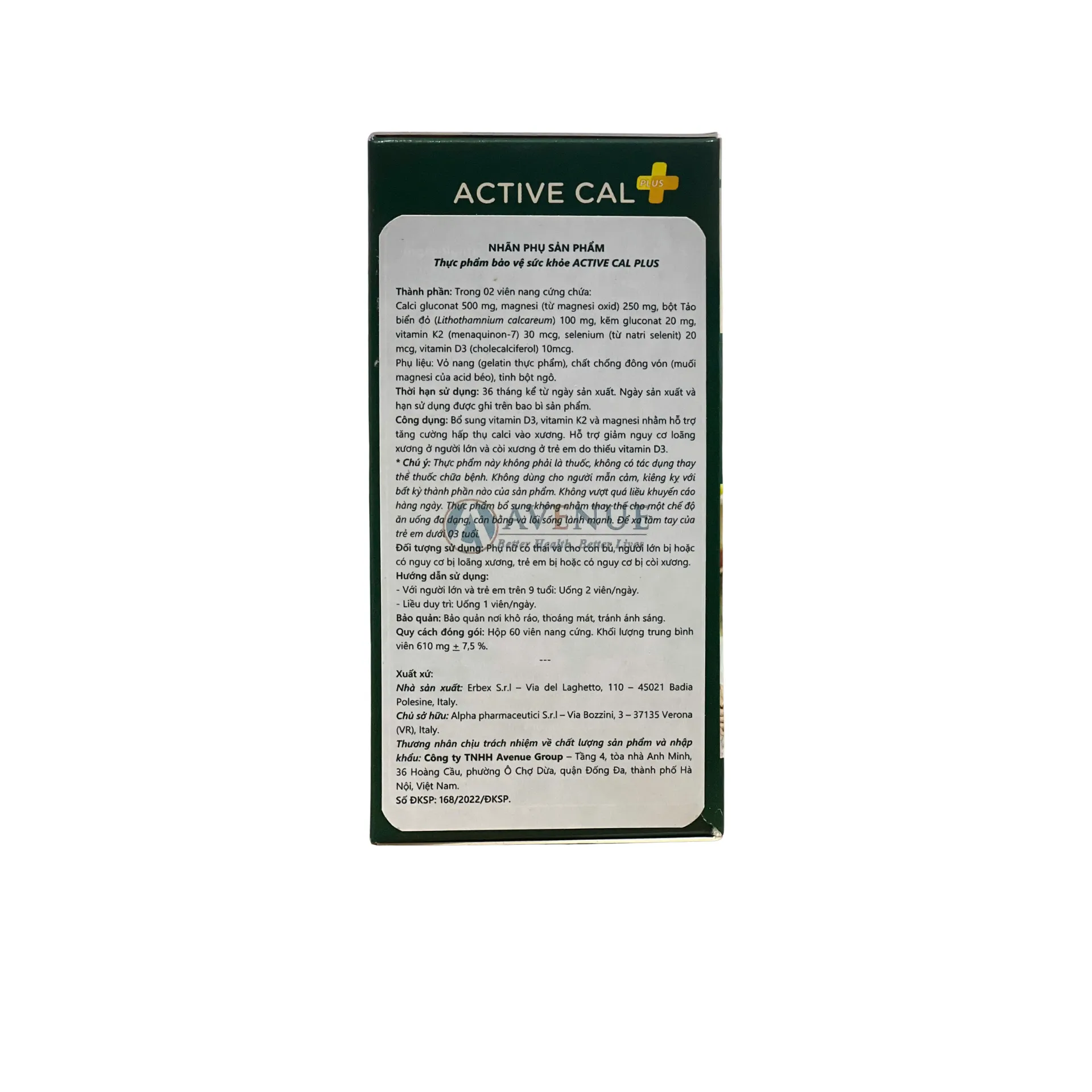 TPBVSK Active Cal Plus Bổ Sung D3, K2, Mg Hỗ Trợ Giảm Nguy Cơ Loãng Xương (Hộp 60 viên) 4