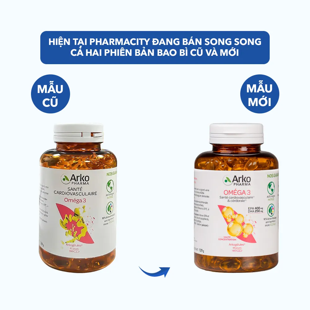 TPBVSK ARKOPHARMA Arkogelules Omega 3- Hỗ Trợ Tăng Cường Sức Khỏe Tim Mạch (Hộp 180 viên) 3
