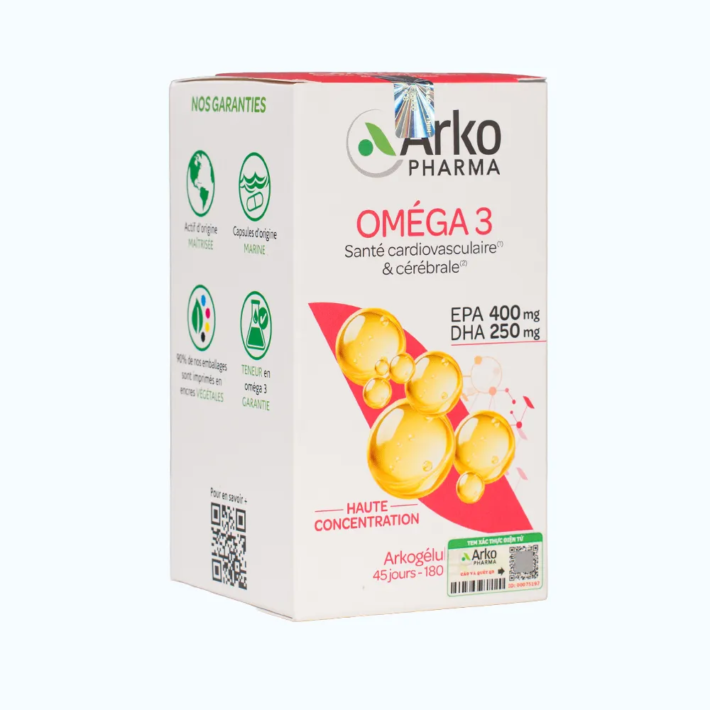 TPBVSK ARKOPHARMA Arkogelules Omega 3- Hỗ Trợ Tăng Cường Sức Khỏe Tim Mạch (Hộp 180 viên) 4