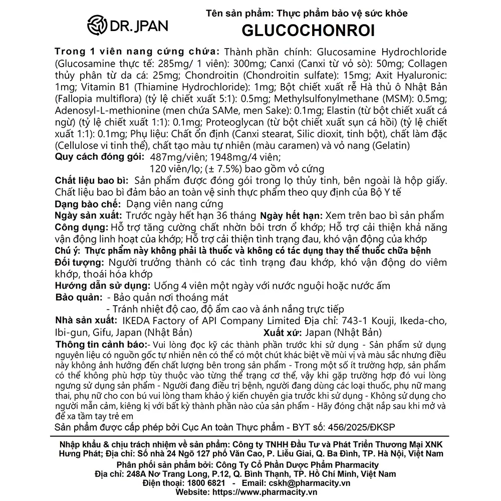 TPBVSK GLUCOCHONROI Hỗ Trợ Tăng Cường Chất Nhờn Bôi Trơn Ổ Khớp (Hộp 120 viên) 7