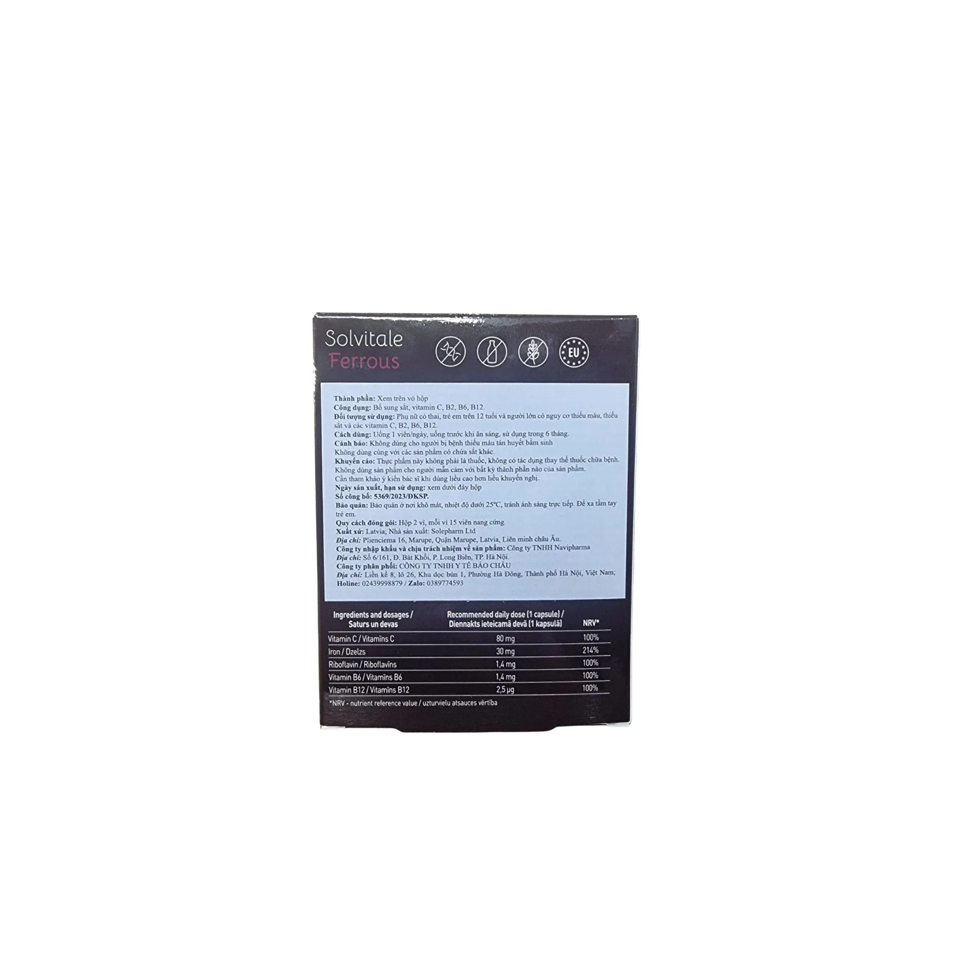 TPBVSK Solvitale Ferrous Hỗ Trợ Bổ Sung Sắt Và Vitamin (Hộp 30 viên) 4