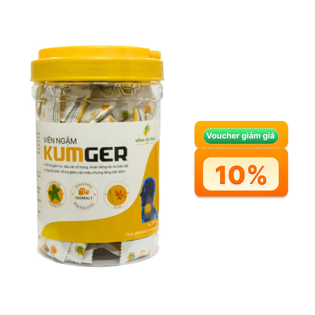 TPBVSK Viên Ngậm Kumger bổ phế, hỗ trợ giảm ho, đau rát họng (Hũ 200v)