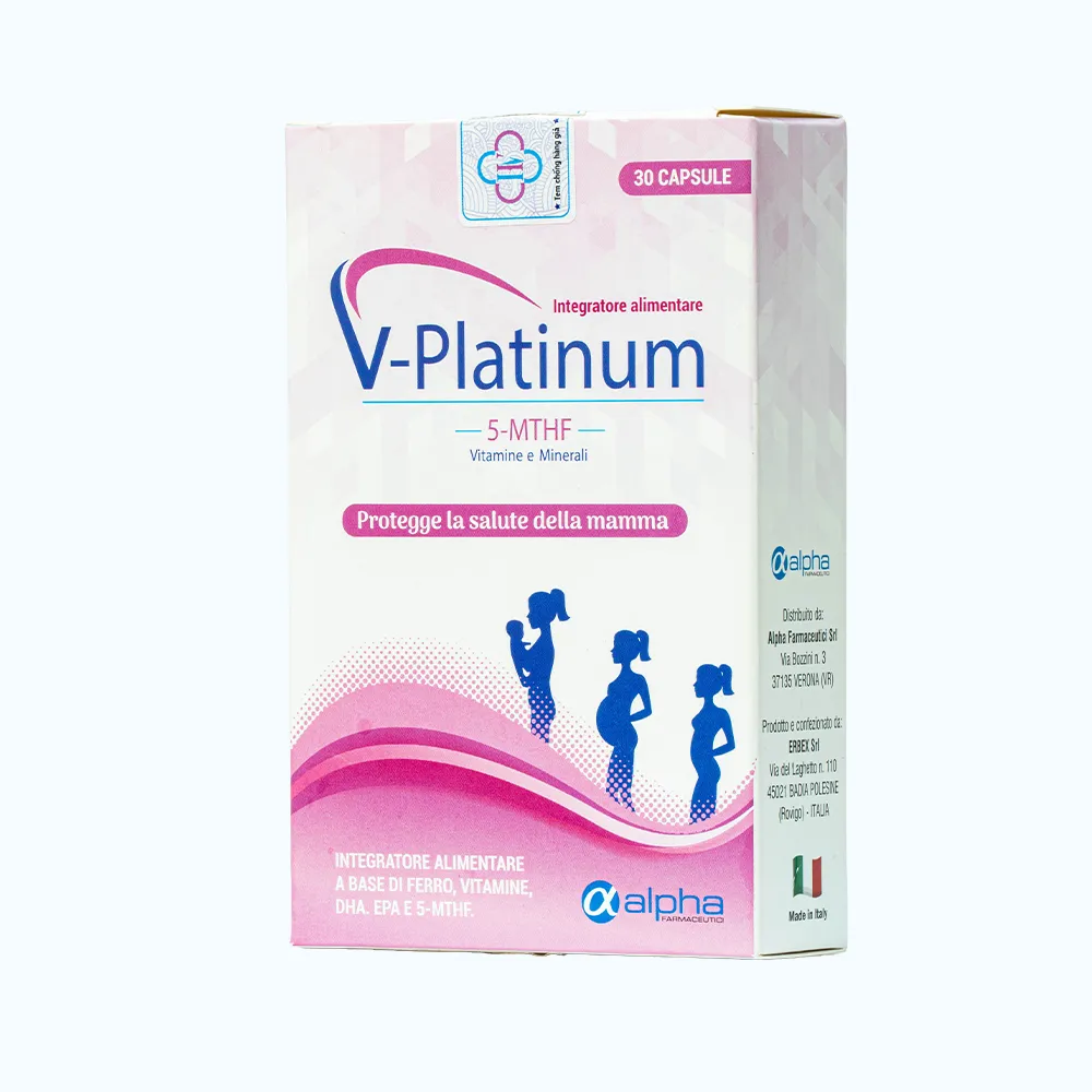 V-Platinum bổ sung Axit Folic cho phụ nữ trước, trong và sau mang thai (Hộp 30 viên) 2