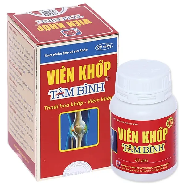 VIÊN UỐNG GIẢM THOÁI HÓA KHỚP VIÊN KHỚP TÂM BÌNH 60V