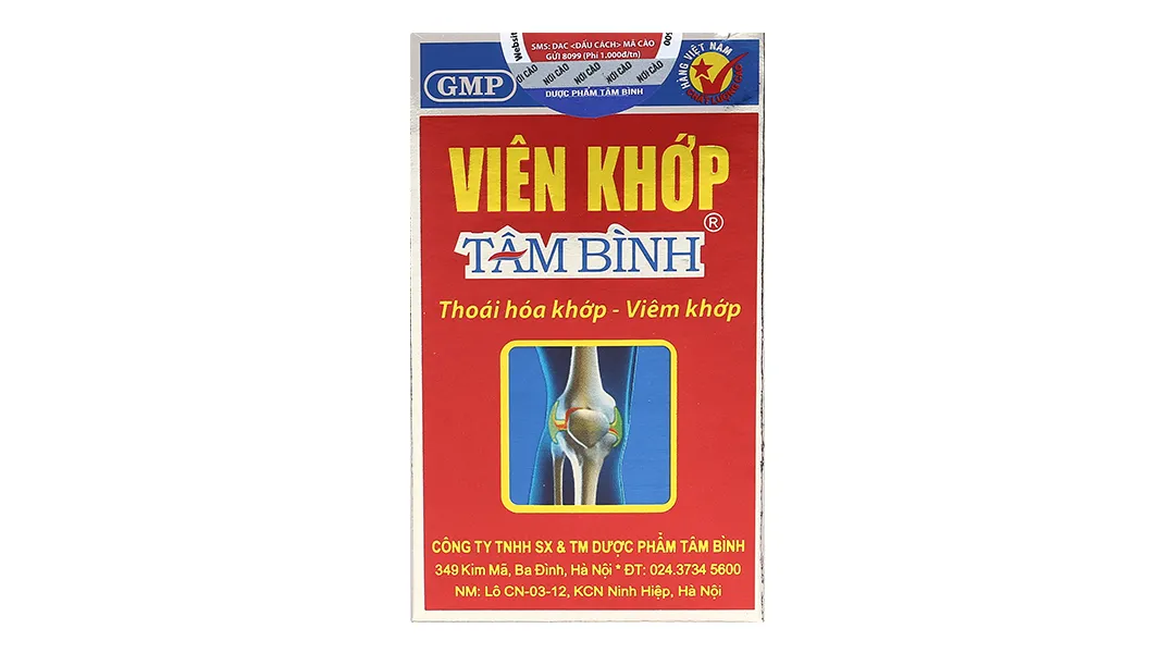 VIÊN UỐNG GIẢM THOÁI HÓA KHỚP VIÊN KHỚP TÂM BÌNH 60V 3