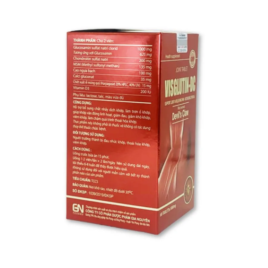 Viên khớp Visglutin-DC hỗ trợ giảm đau, giảm khô khớp, viêm khớp (Hộp 60 viên) 2