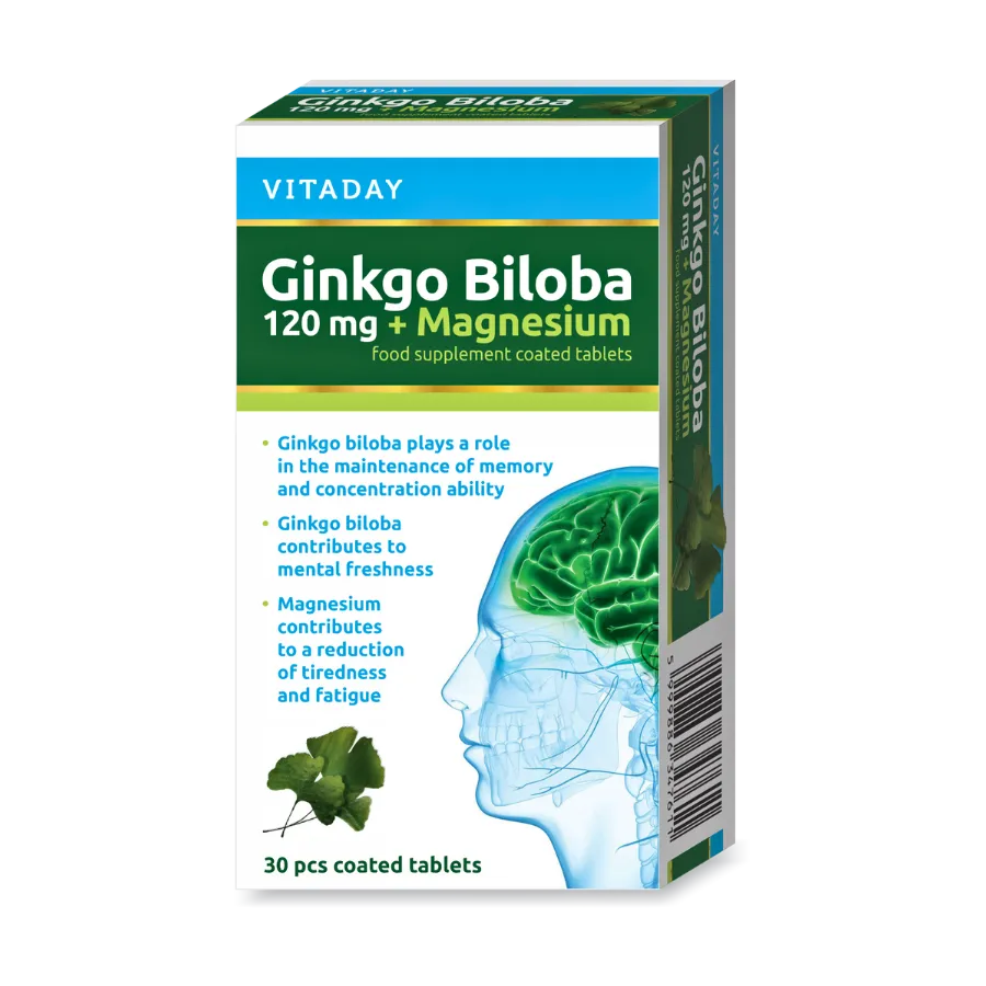 Viên Nén Vitaday Ginkgo Biloba 120 Mg + Magnesium (Hộp 30 viên)