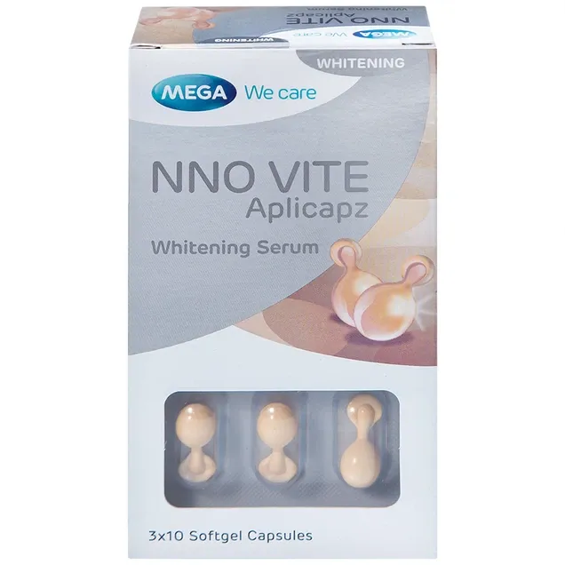 Viên nang mềm NNO Vite Whitening Serum hỗn hợp làm trắng da, giảm kích ứng da và cải thiện tình trạng da (3 vỉ x 10 viên)