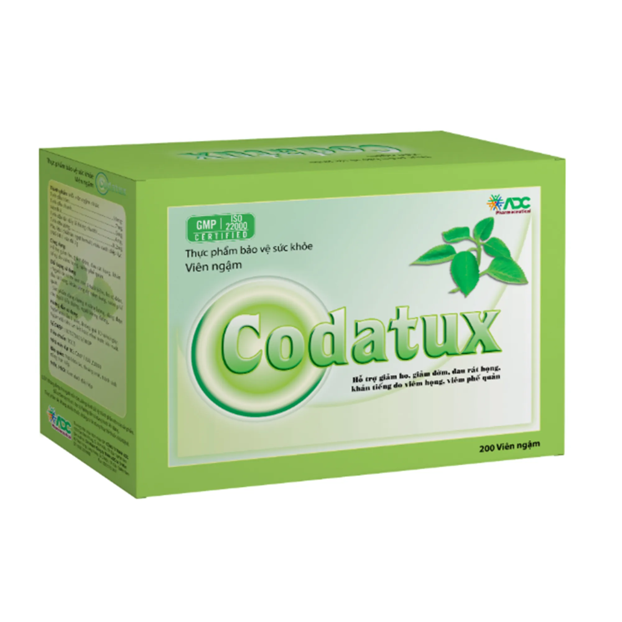Viên ngậm Codatux ADC hỗ trợ giảm ho, long đờm, (100 vỉ x 2 viên)