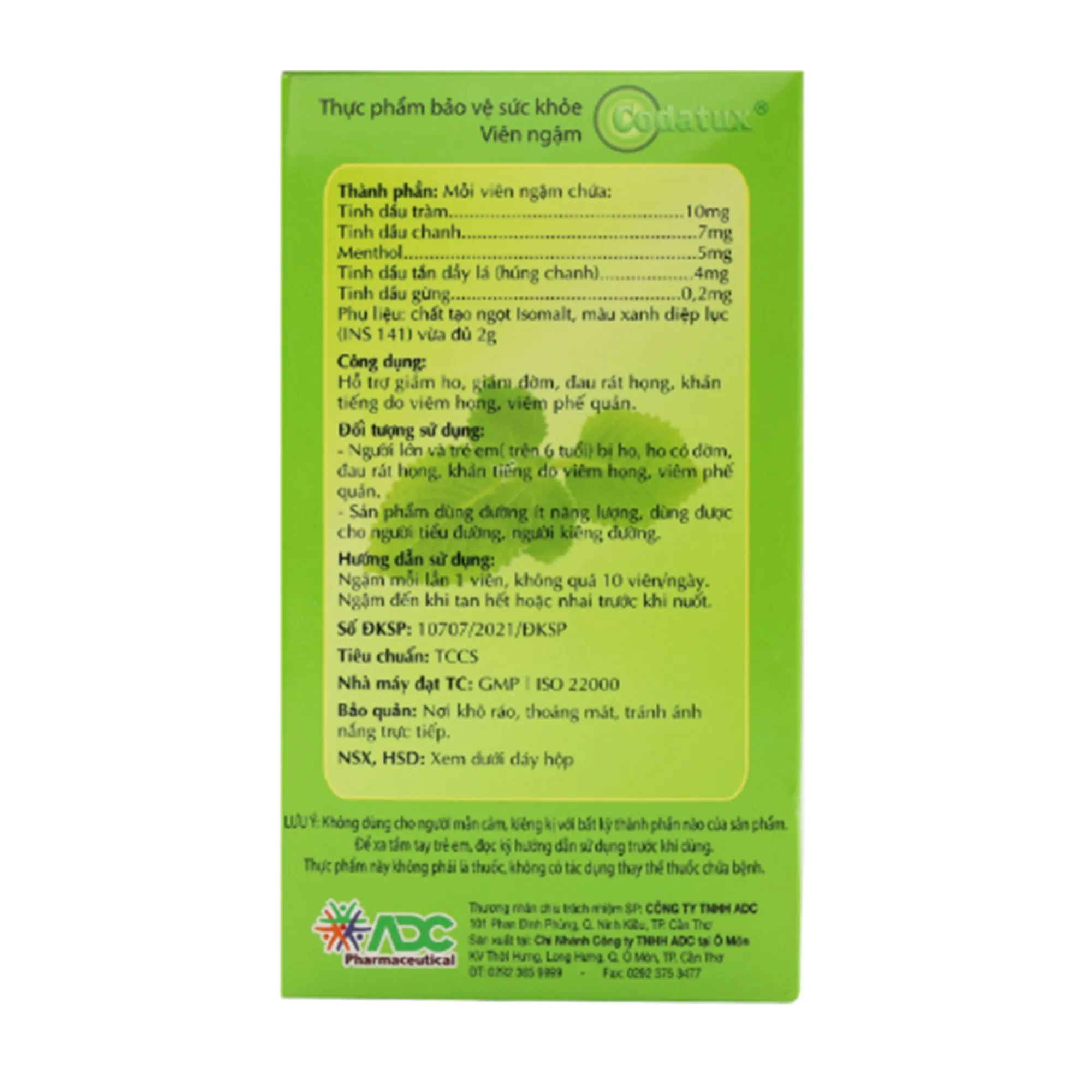 Viên ngậm Codatux ADC hỗ trợ giảm ho, long đờm, (100 vỉ x 2 viên) 3