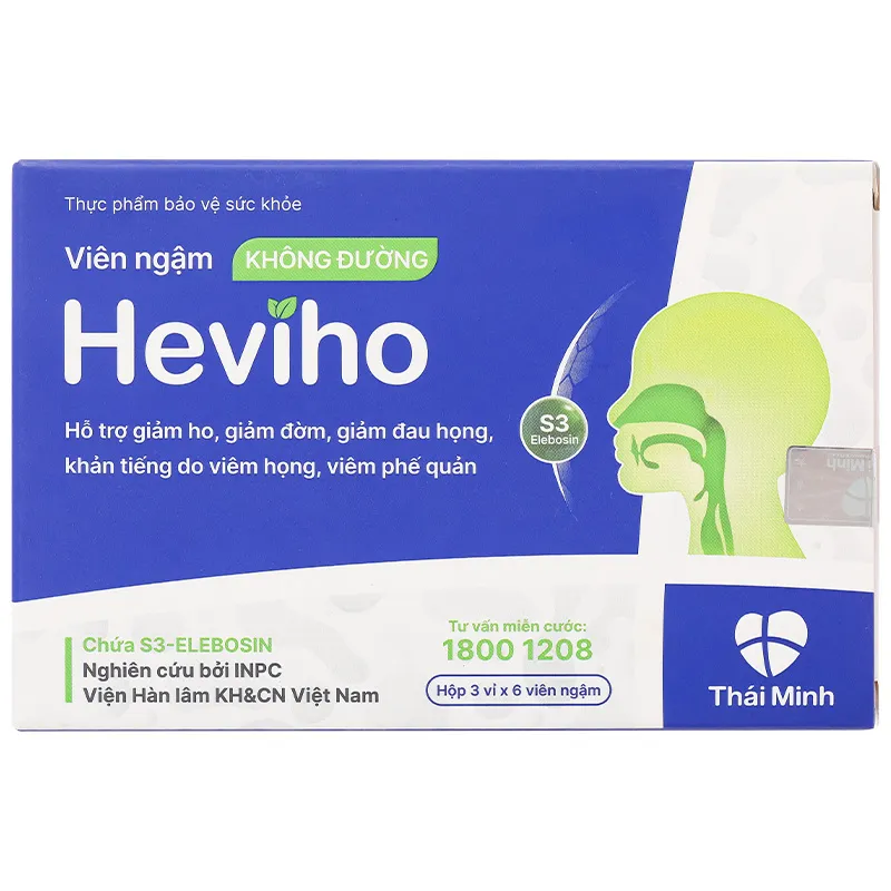 Viên ngậm Heviho không đường hỗ trợ giảm ho hộp 18 viên 3