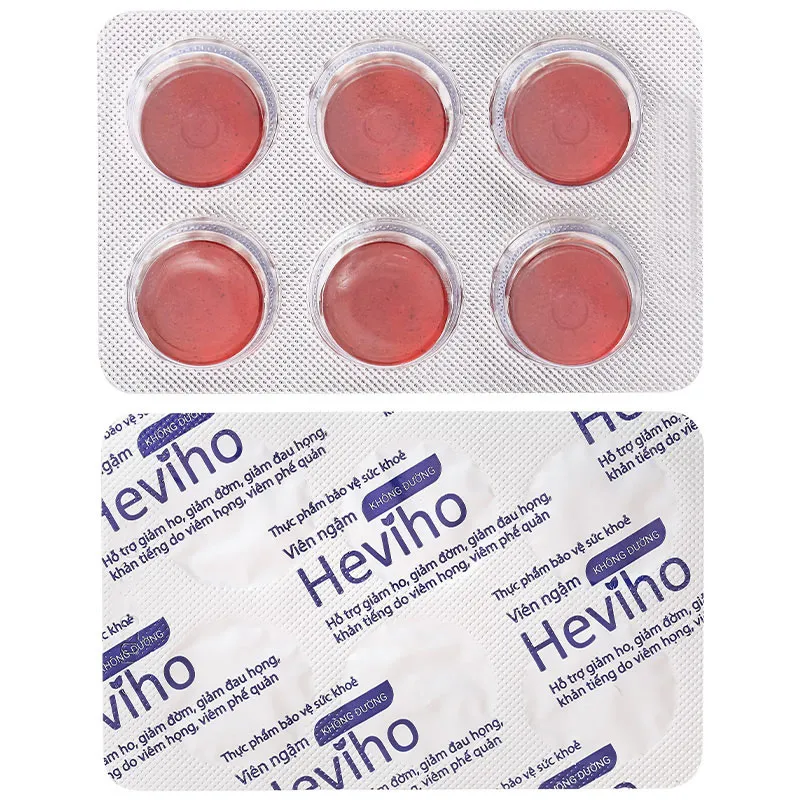 Viên ngậm Heviho không đường hỗ trợ giảm ho hộp 18 viên 9