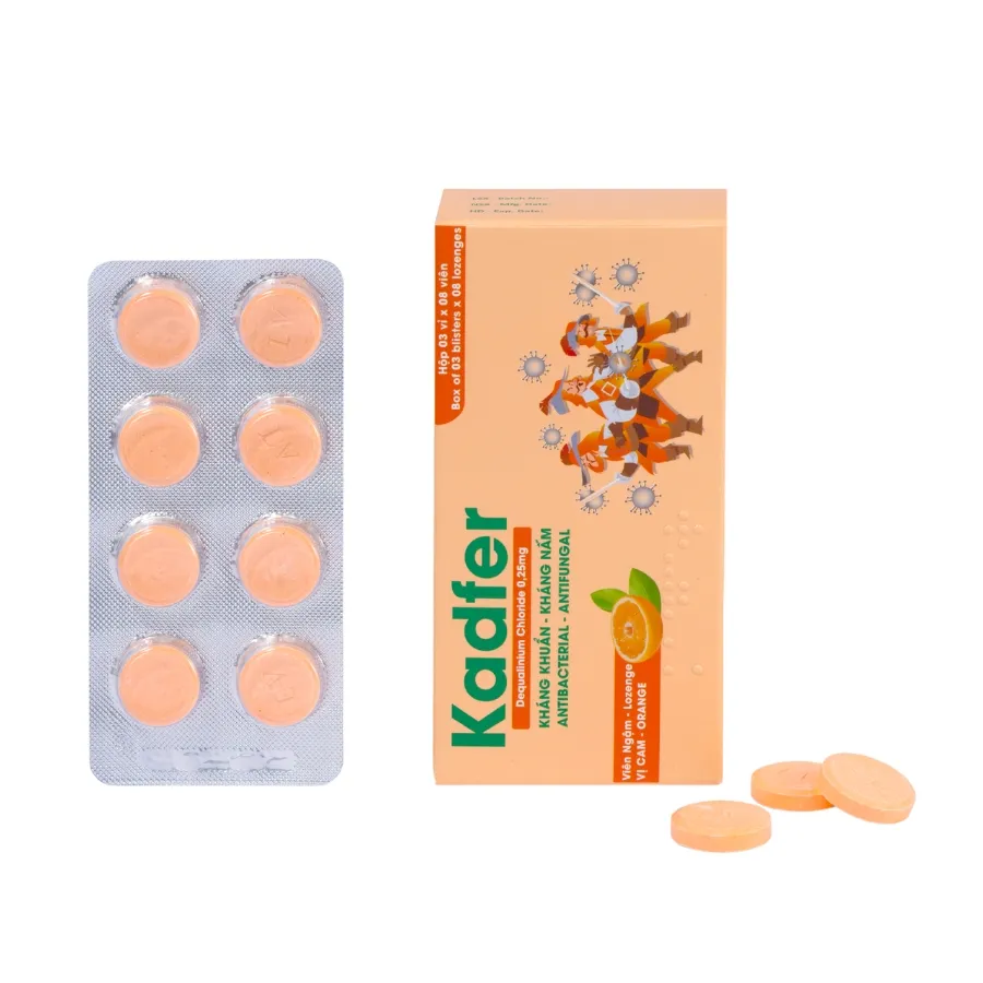 Viên ngậm Kadfer hỗ trợ viêm họng, đau họng, viêm lưỡi, viêm miệng, loét áp tơ (Hộp 20 viên) 3