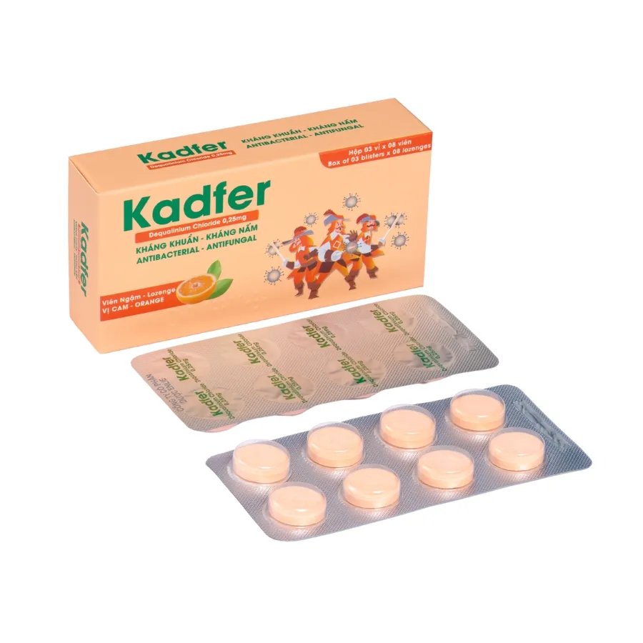 Viên ngậm Kadfer hỗ trợ viêm họng, đau họng, viêm lưỡi, viêm miệng, loét áp tơ (Hộp 20 viên) 4