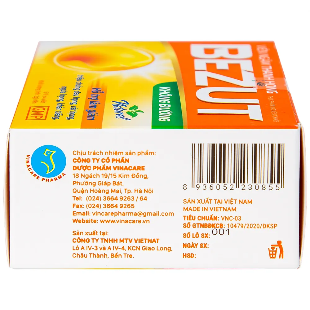 VIÊN NGẬM THANH HỌNG BEZUT KHÔNG ĐƯỜNG 5 VỈ X 4 VIÊN 3